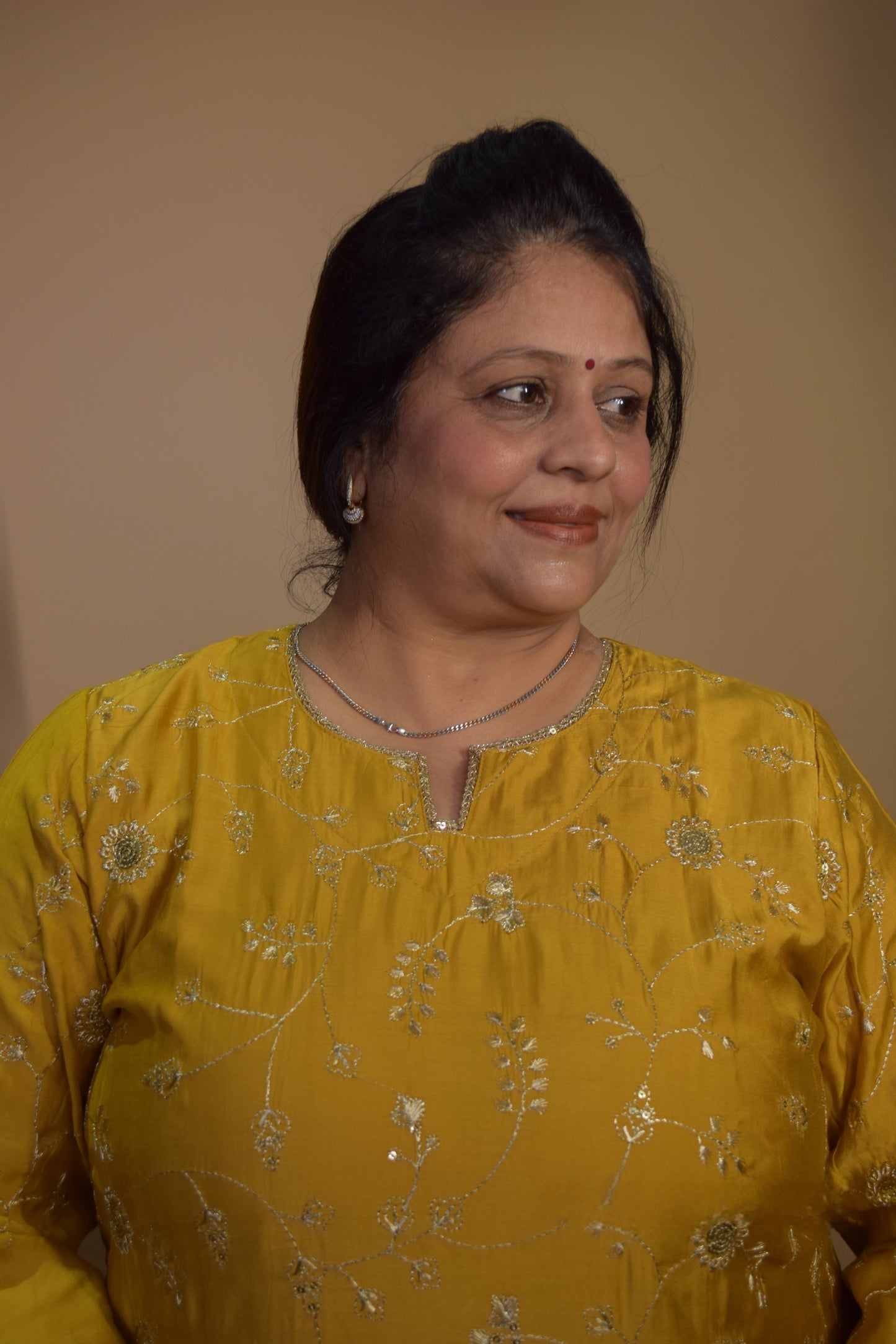 Sona Mustard Yellow Cotton Silk Kurti
