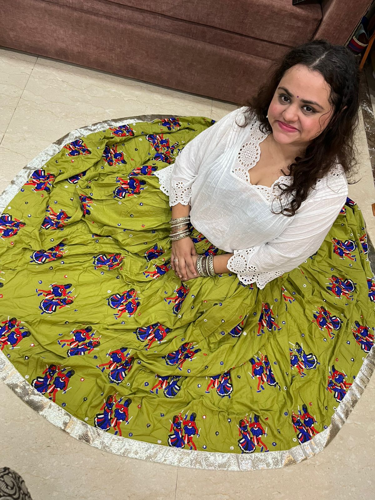 Patchwork Skirt (Pista Green)