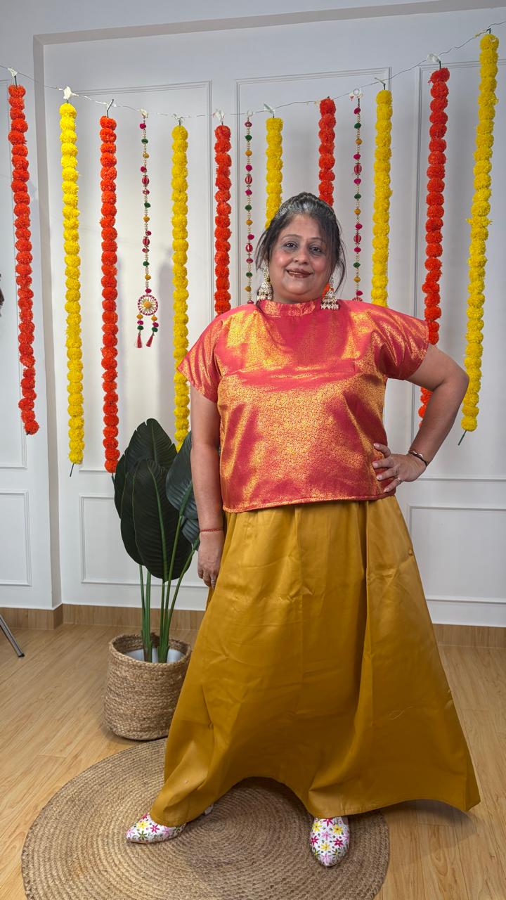 Banarasi Brocade Crop top and Skirt