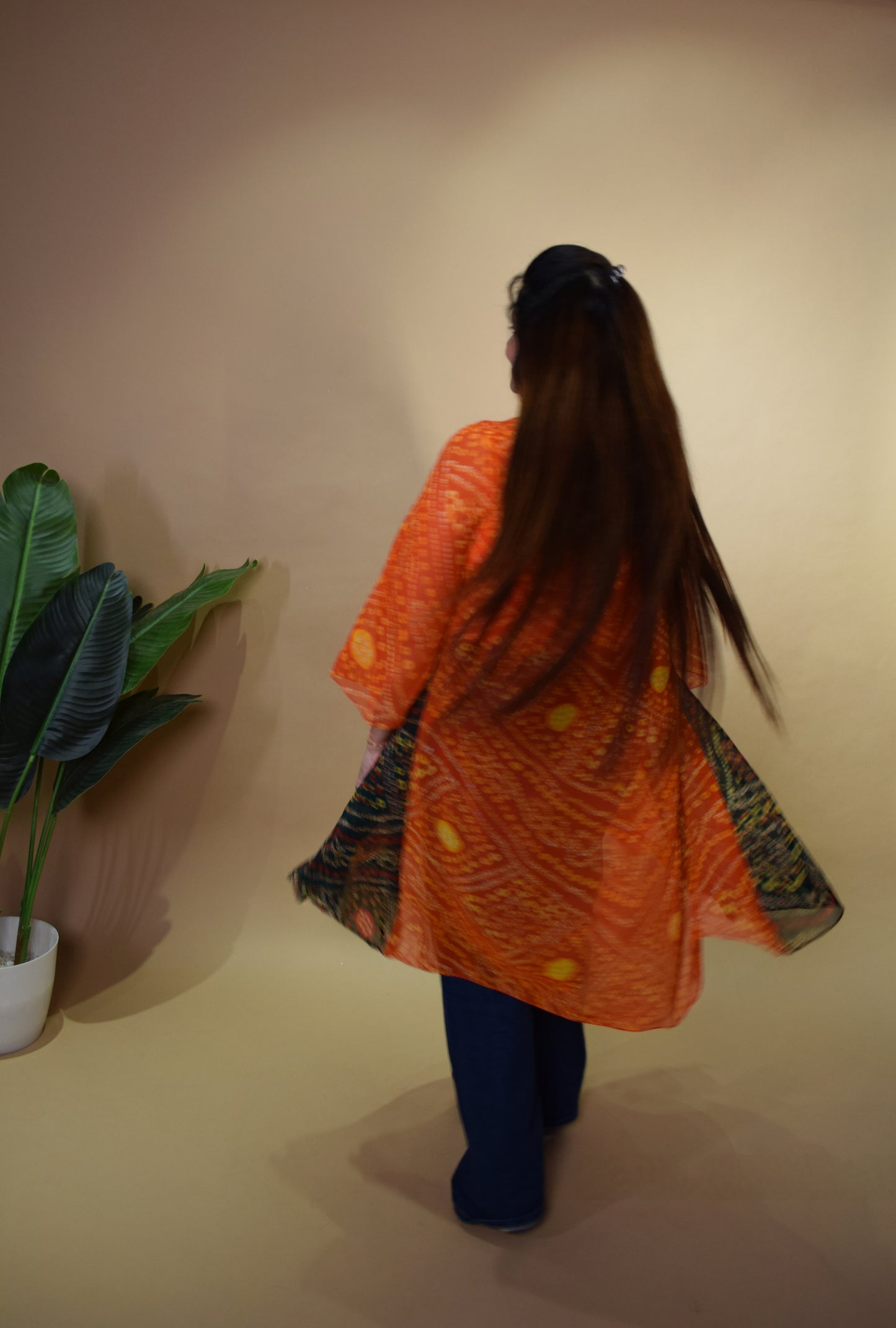 Pari Bandhej Sheer Cape Jacket