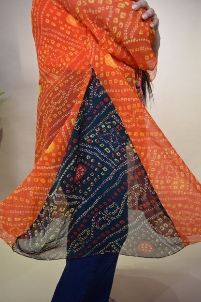 Pari Bandhej Sheer Cape Jacket