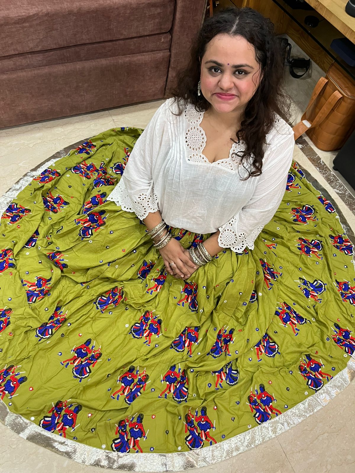 Patchwork Skirt (Pista Green)