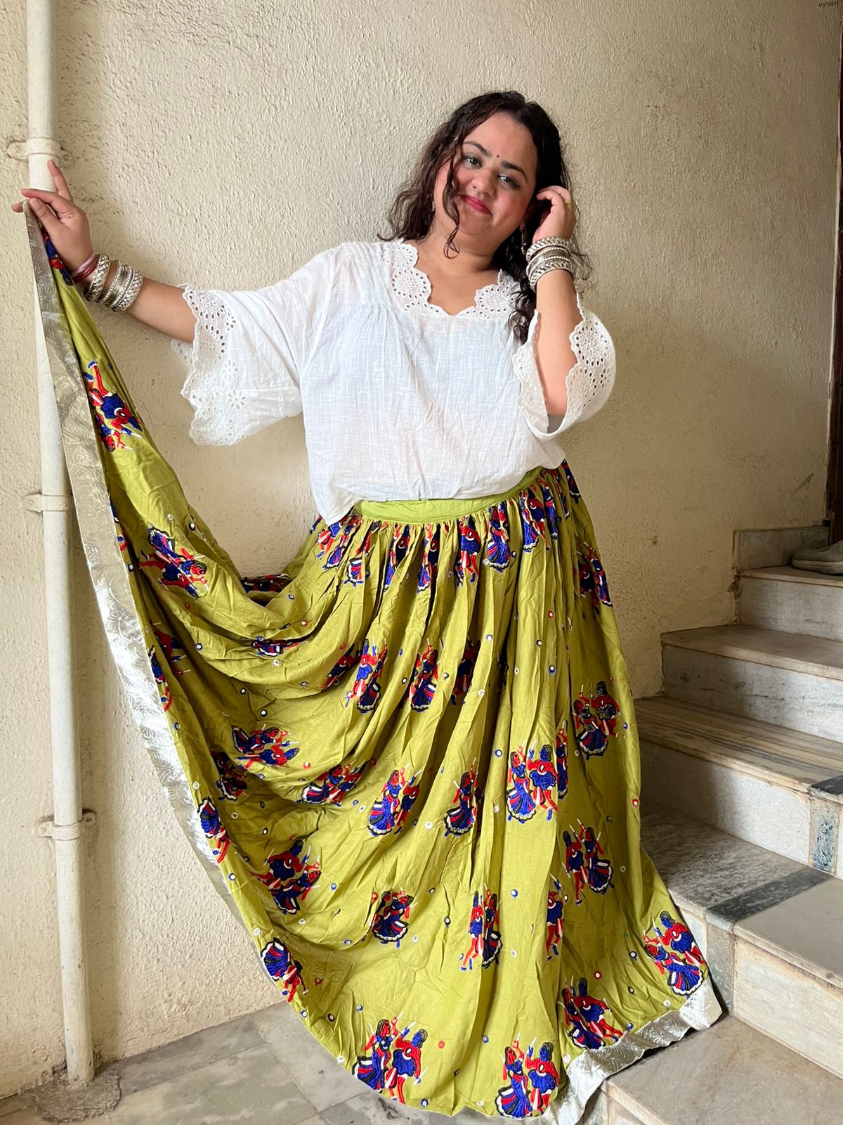 Patchwork Skirt (Pista Green)