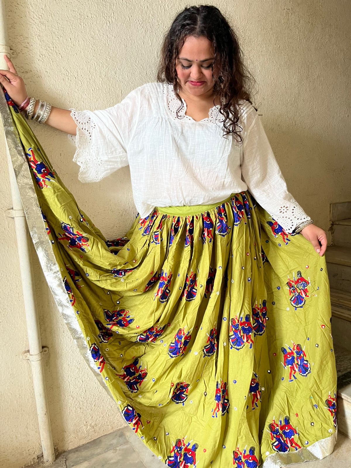 Patchwork Skirt (Pista Green)