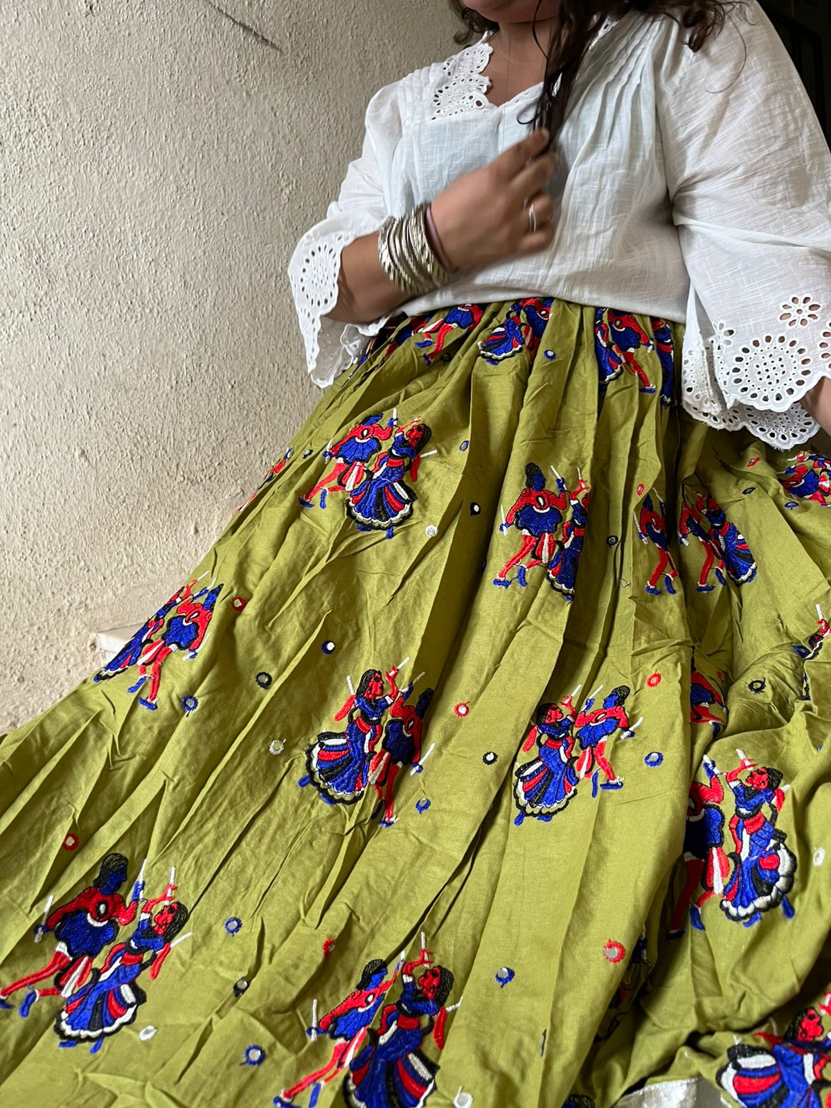 Patchwork Skirt (Pista Green)