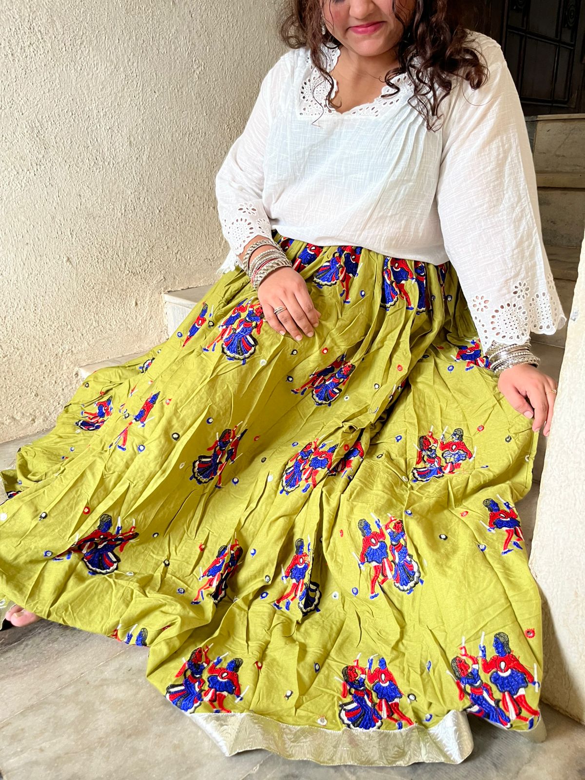 Patchwork Skirt (Pista Green)