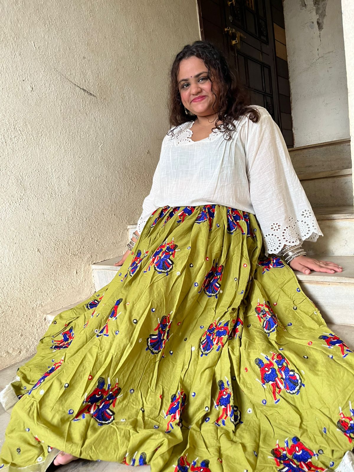 Patchwork Skirt (Pista Green)