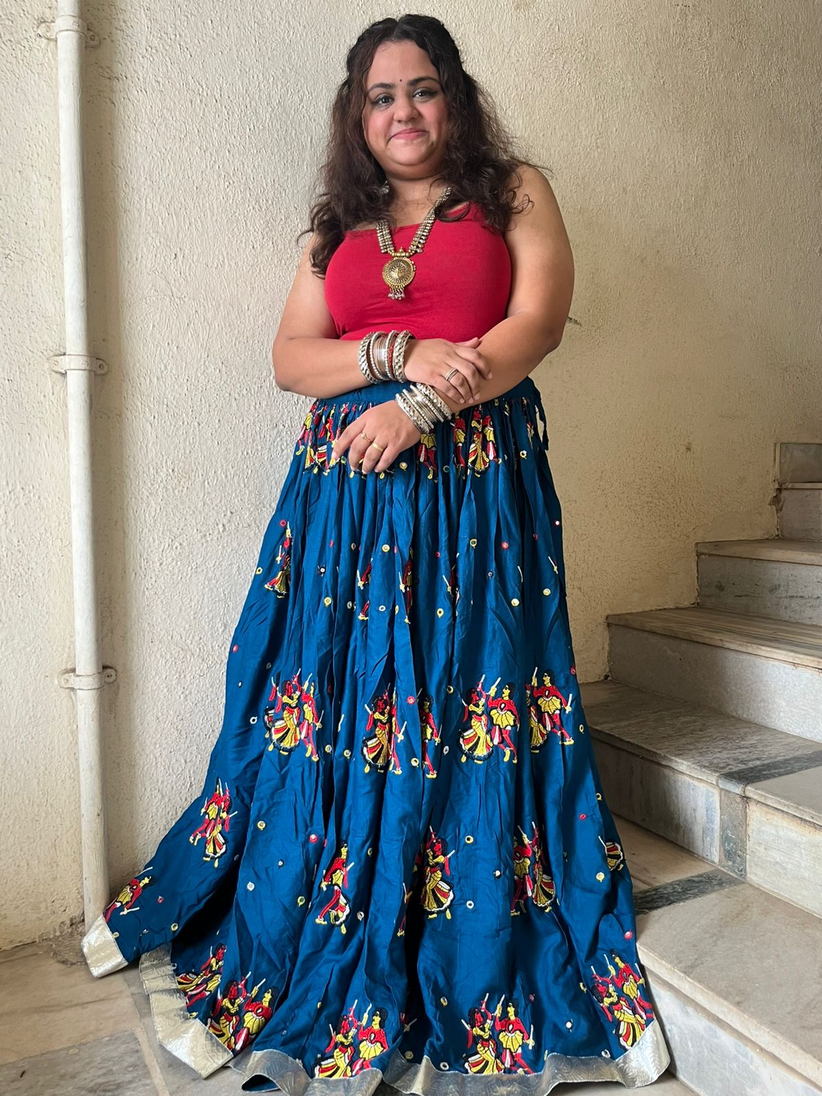 Patchwork Skirt (Navy Blue)
