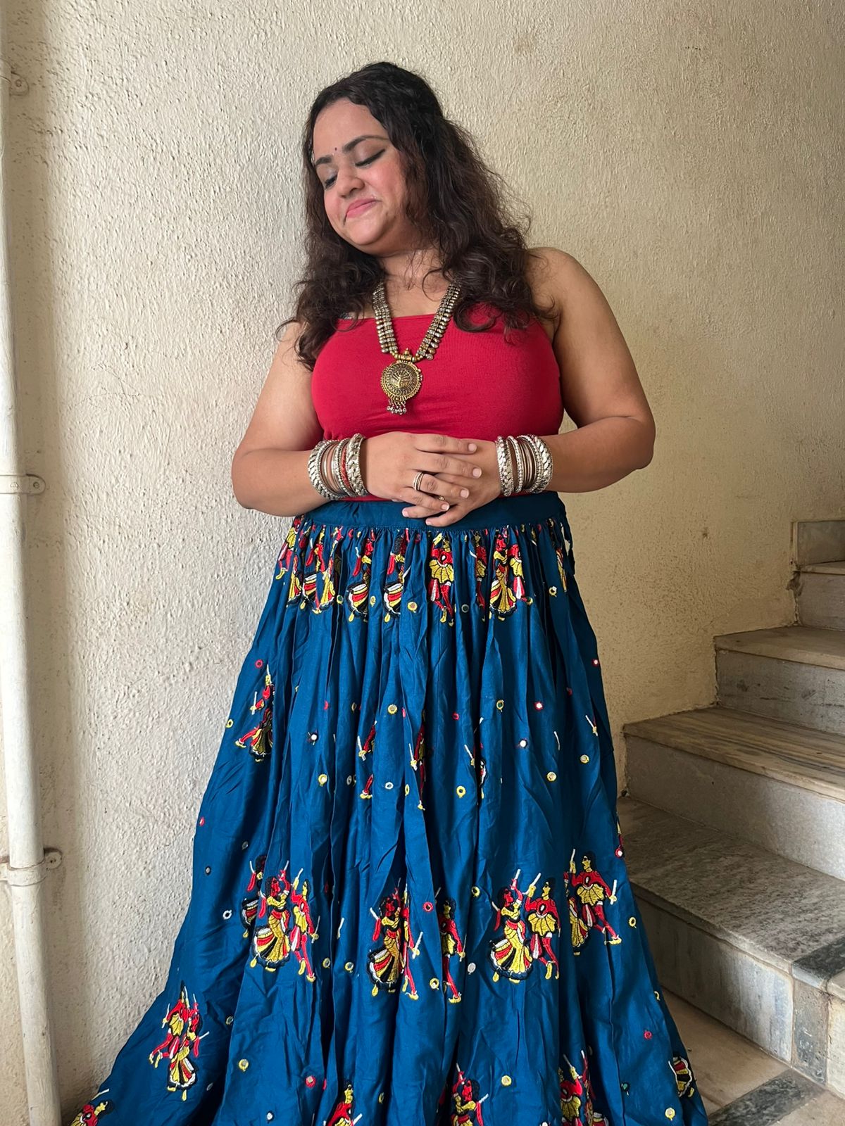 Patchwork Skirt (Navy Blue)