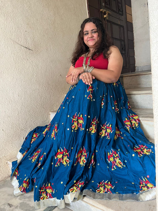 Patchwork Skirt (Navy Blue)