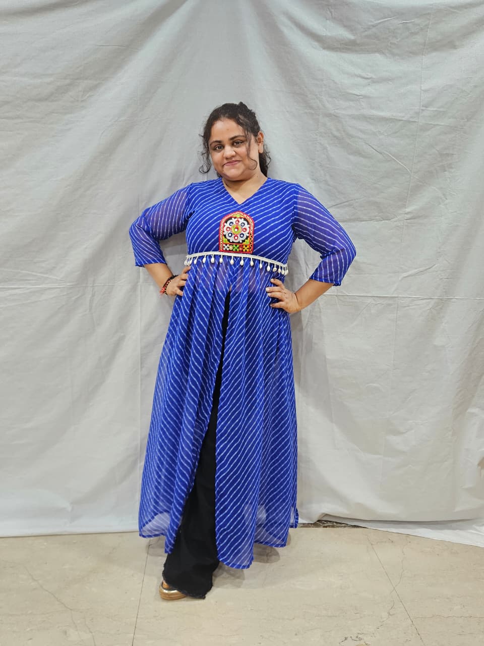 Leheriya Kurti with Front Slit