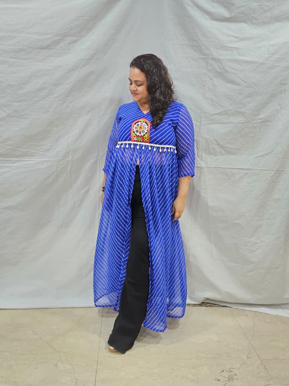 Leheriya Kurti with Front Slit