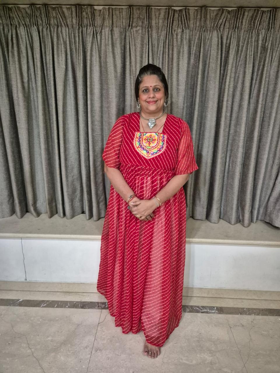 Leheriya Kurti with Long Side Slit