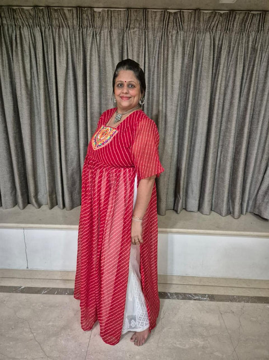 Leheriya Kurti with Long Side Slit